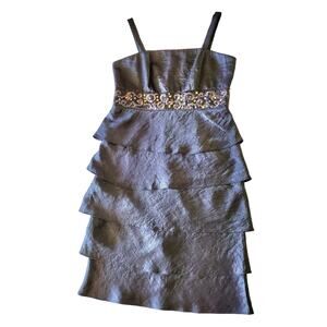 Collection Dress Barn Dress Size 8 Cocktail Wedding Guest Silver Jeweled -D